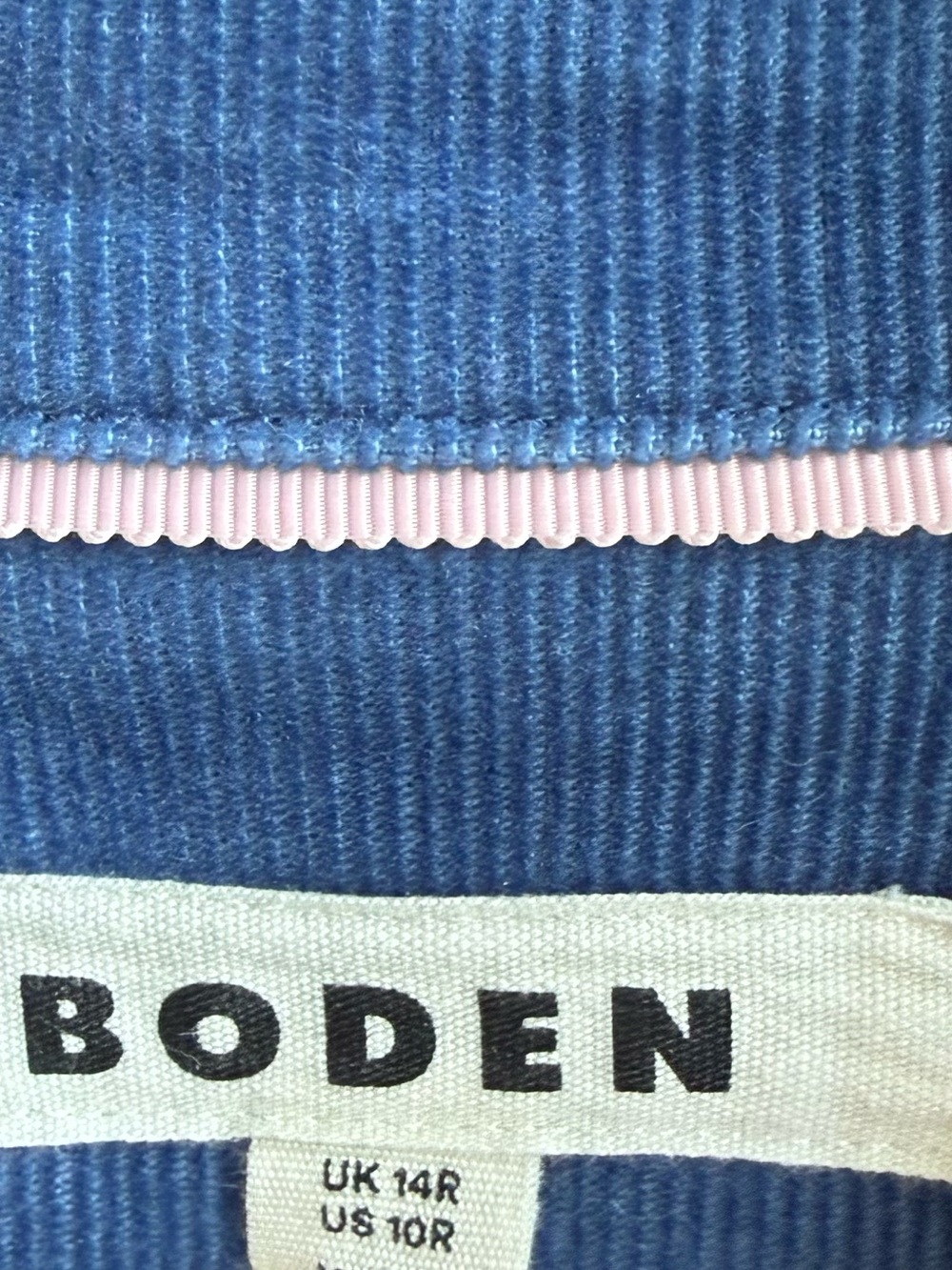 Boden Flora Cord Midi Shirt Dress Blue Office Button Front Classic size 10R - Picture 4 of 12